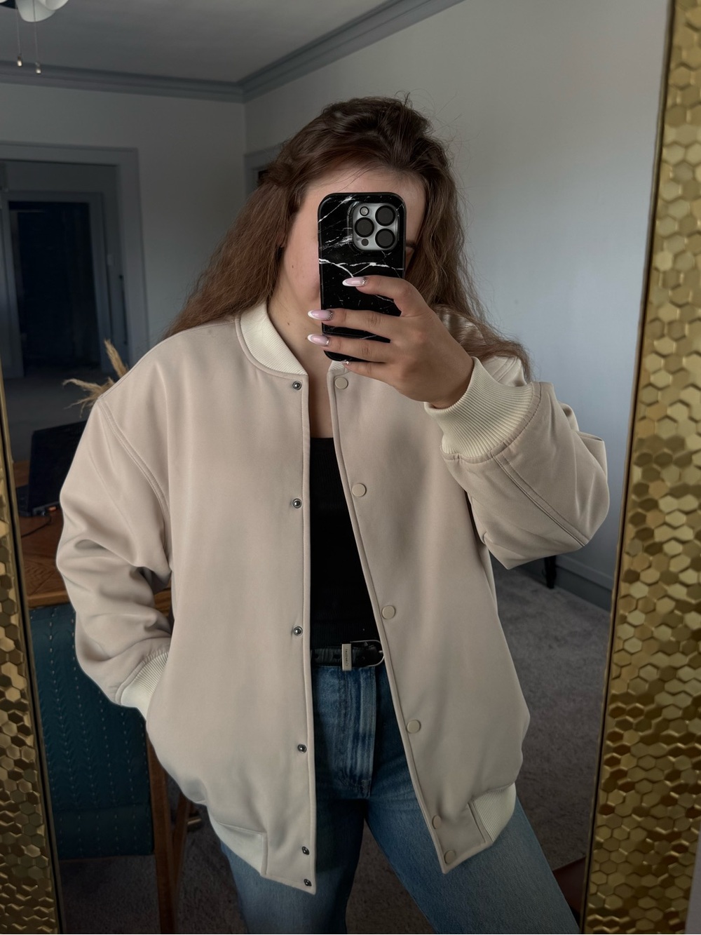 ASOS Oversized Cream Beige Bomber Jacket